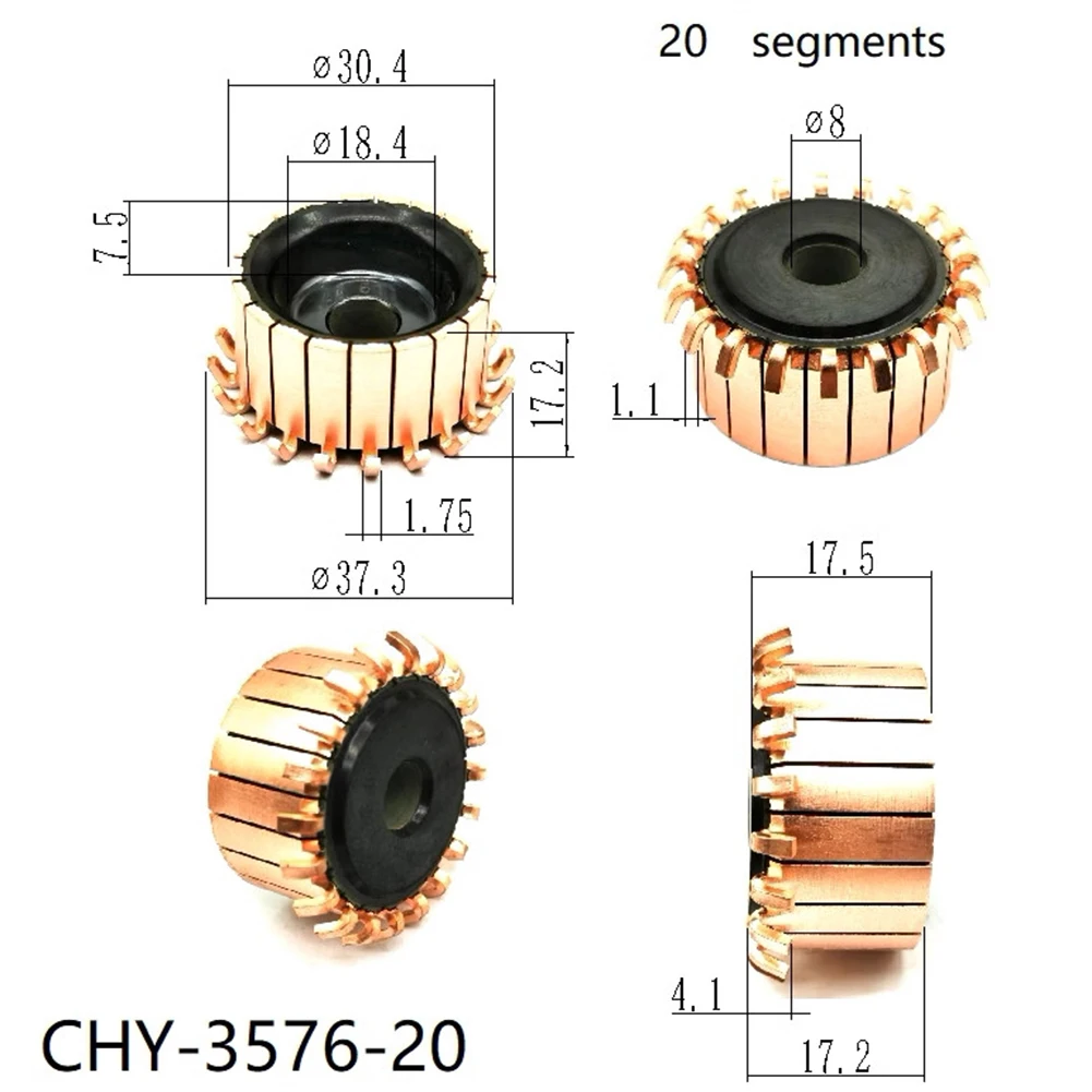 

Motor Commutator 30.4 X 8 X 17.2（17.5) Mm 20P Teeth Copper Hook Type Electrical Motor Commutator 20P Hook Type Electric Tool