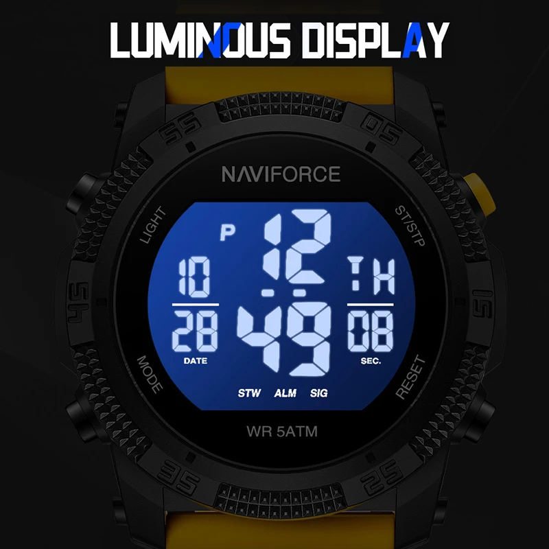 NAVIFORCE New Original Men Electronic Watches Simple Trend Wild Silicone Strap Wristwatches for Man 5ATM Waterproof Sports Clock