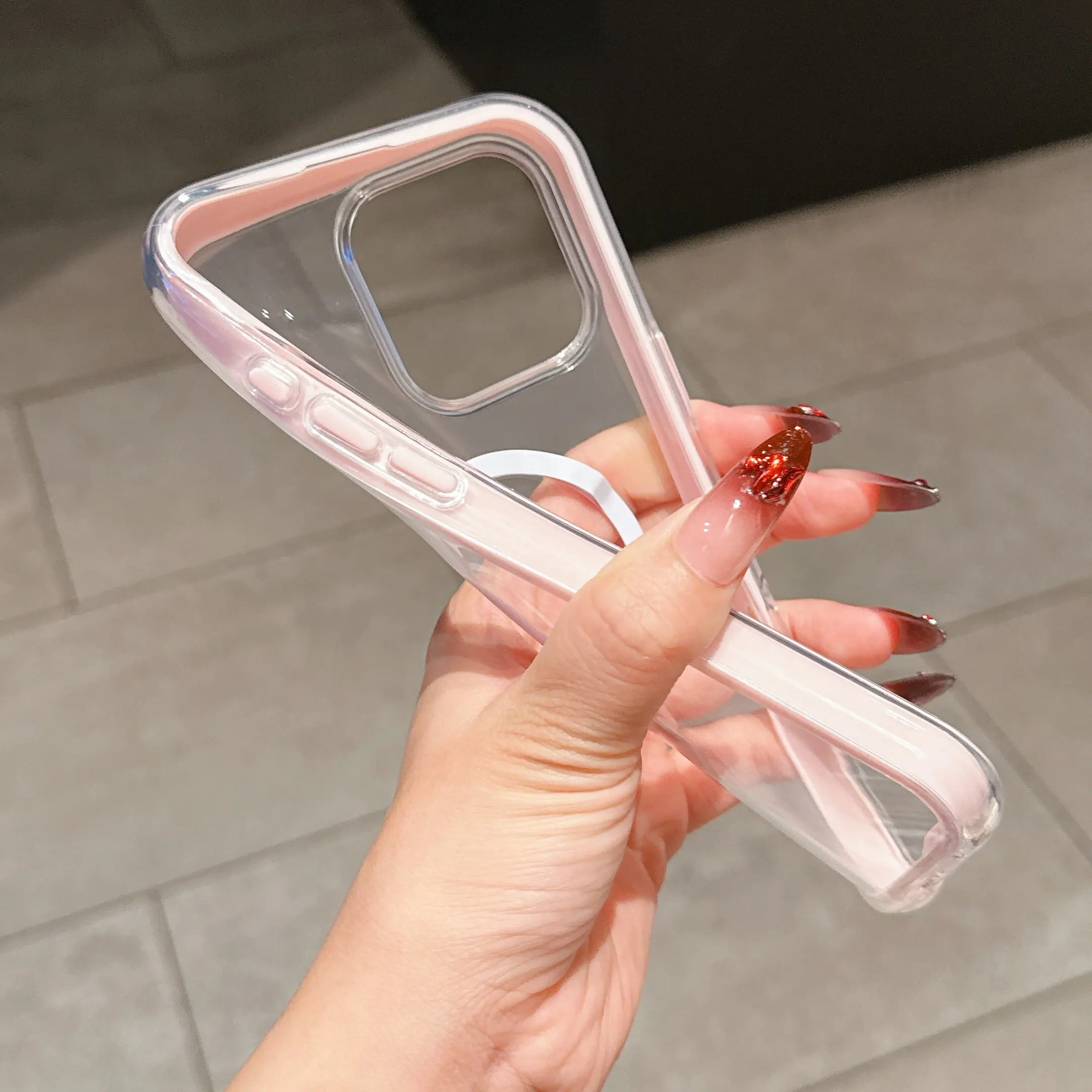 Transparent Soft Color Magnetic Bumper Phone Case with MagSafe Compatibility