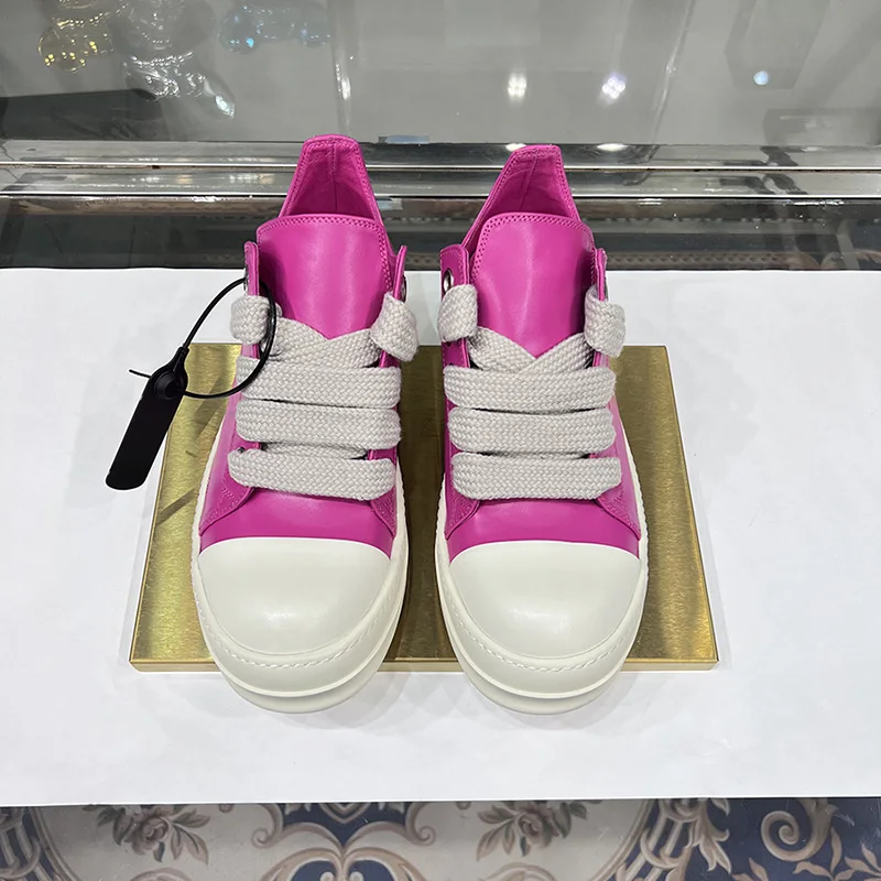 Men Low Top Casual Shoes Jumbo Lace Up Leather Main Line Thick Sole Pink Women Big Plus Size Ro Luxury Designer Sports Sneakers 5