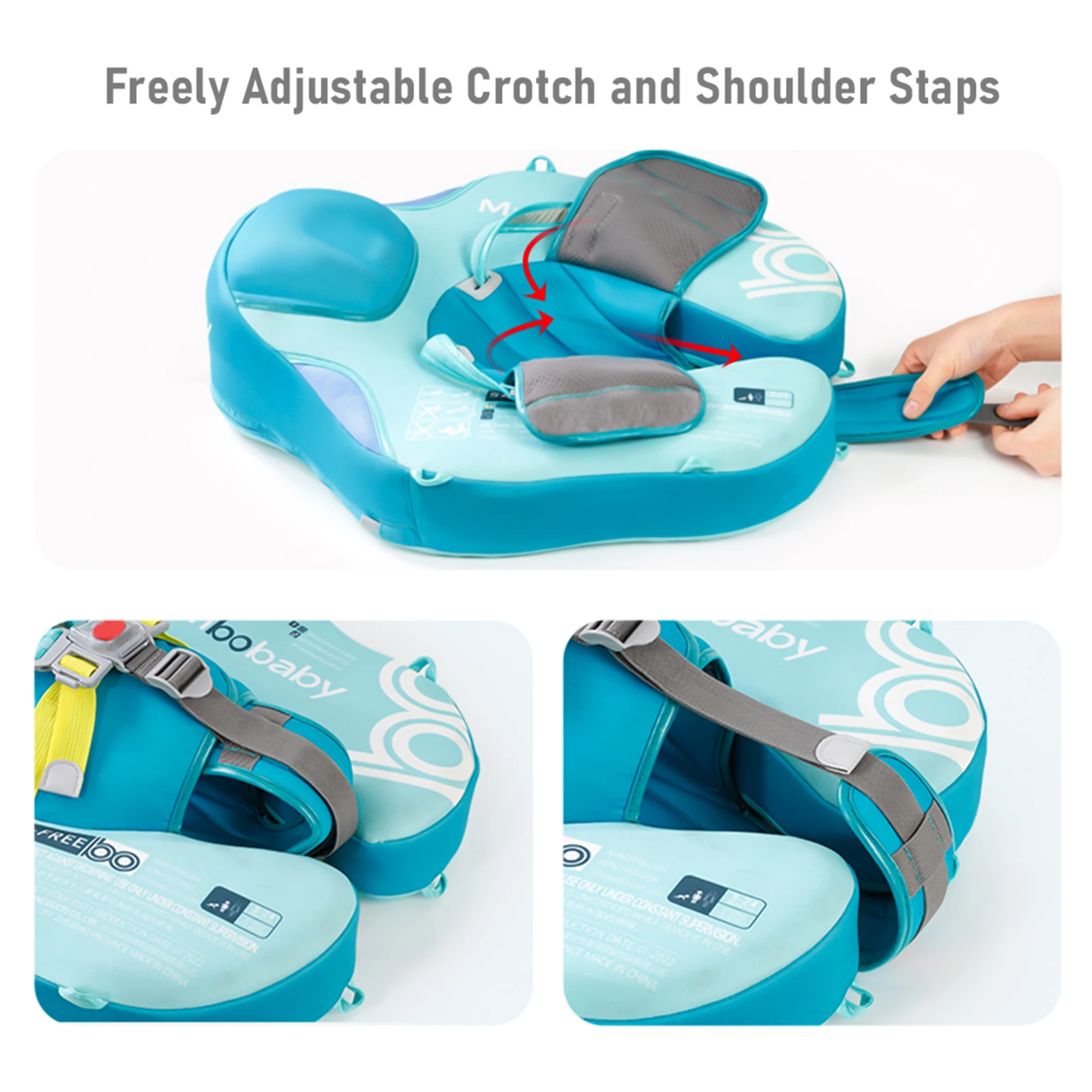 Mambobaby Float Dropshipping Non-Inflatable Baby Float with Canopy Waist Swimming Chest Floater with Tail Float Trainer 6
