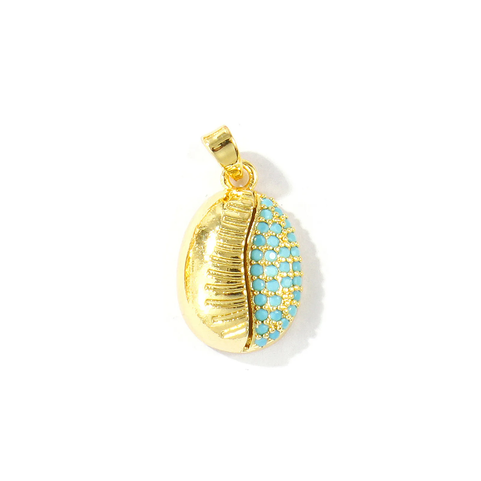 2 Stück blaue Zirkonia-Ozean-Anhänger in Form von Seesternen, Meerjungfrauen, Muscheln und Sonnen, aus Messing, 18K vergoldet, für DIY-Halsketten – Detail 8