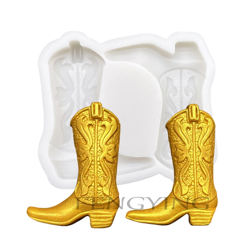 Molde de Silicone para Botas de Cowboy, Ferramenta para Confeitaria, Decoração de Bolos e Fondant, Ferramentas de Resina