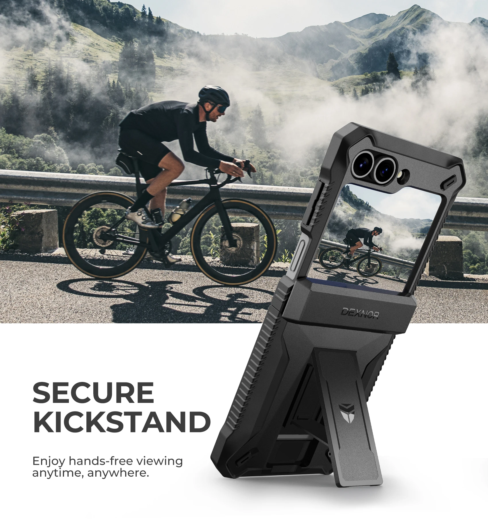 Dexnor Rugged Shockproof Case with Hinge Protection and Kickstand