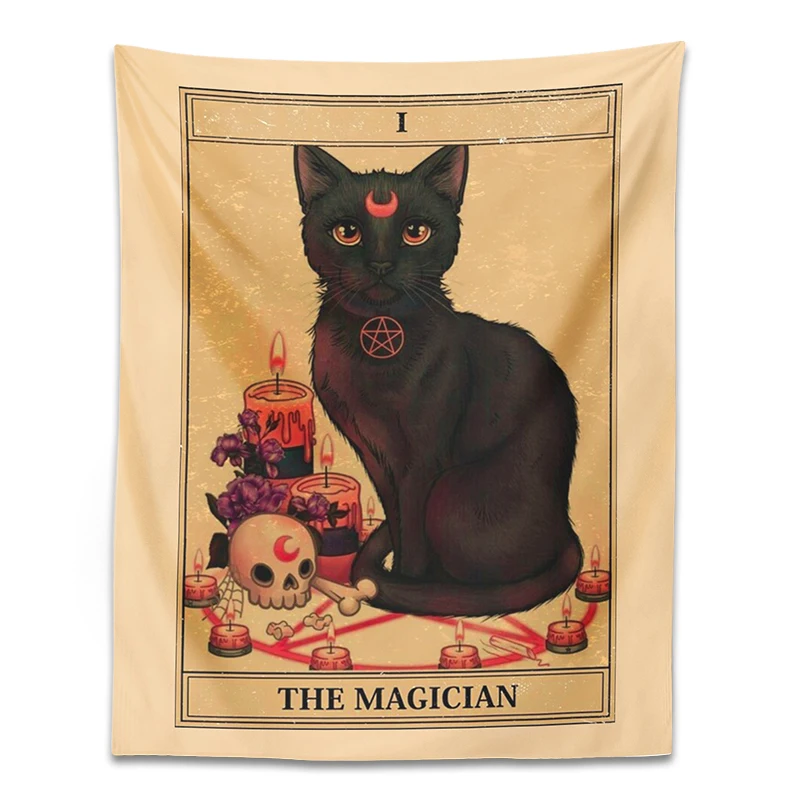Magic Cat Tapestry Wall Hanging Mysterious Divination Witchcraft moon Black Cool Decor Home decoration Tapestries Wall Art Decor tapestry decorations