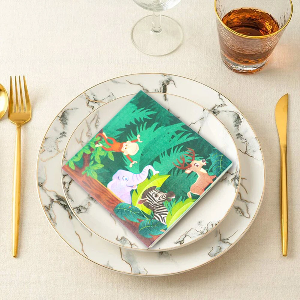 20pcs/Pack Jungle Safari Animals Disposable Paper Napkins Cute Beverage
