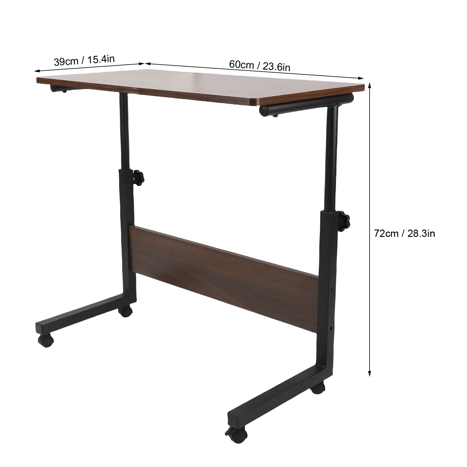 Rolling End Table Liftable Longer Wider Tabletop C Shaped Computer Desk with Wheels for Bed Dormitory - 3