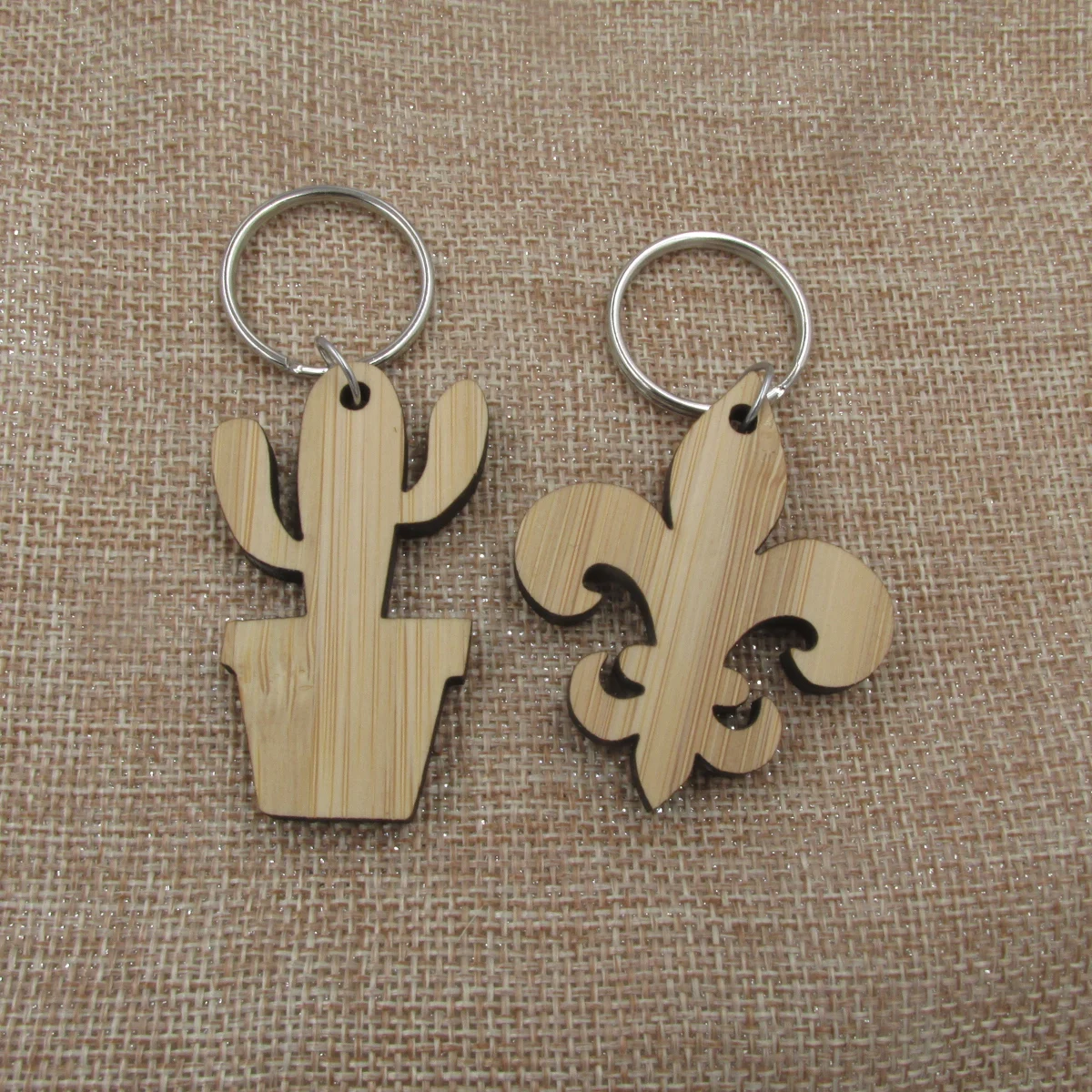 Blank Wooden Keychain Plant Cacti Cactus Fleur De Lis Shape Key