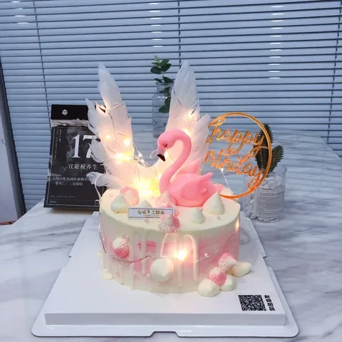 

Cake Topper Angel Wings Cake Decoration Happy Birthday Party Supplies Kids Wedding Cake Decorating Baby Shower Angel