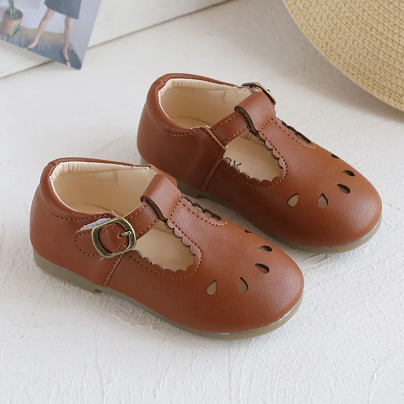 Children Leather Shoes for Boys Girls Shoes Kids Soft Bottom PU Leather Sandals Hollow Baby Toddler Outside Sneakers CSH1250 children's sandals near me