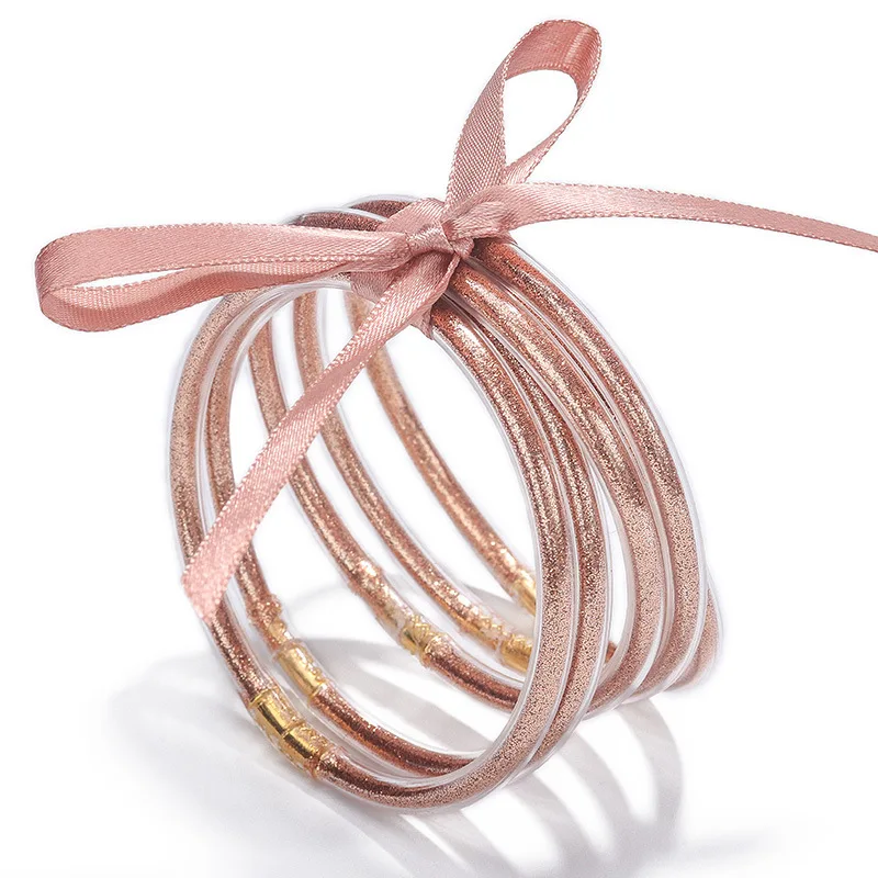

Light luxury fashion multi-layer silicone bowknot ribbon charm bracelet for women
