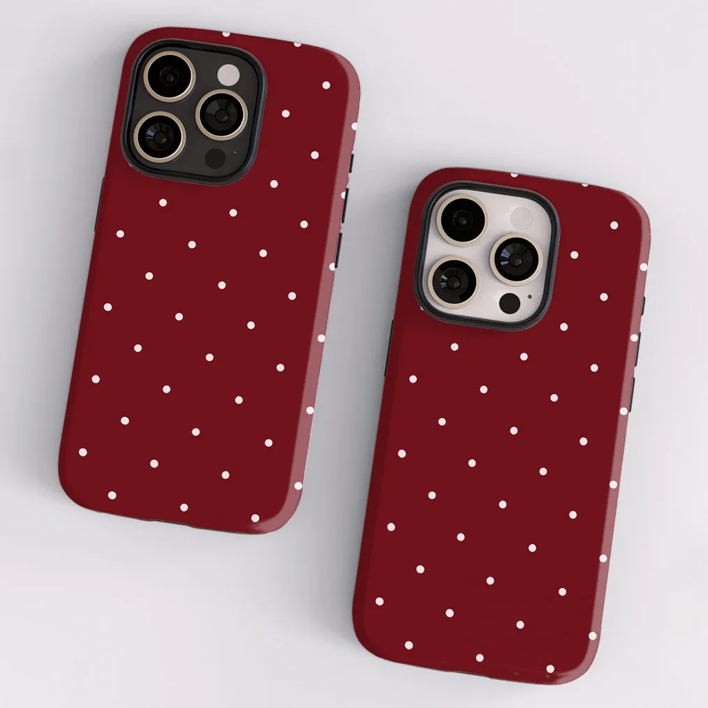 Red Polka Dot Magnetic Shockproof Phone Case with 2-in-1 Film Cover