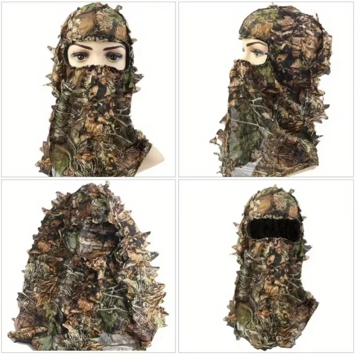 5 in 1 Ghillie Suit Breathable Camouflage Suit for Men Women Lightweight Hooded Wild Leafy Design Woodland Hunter Ghillie Suits