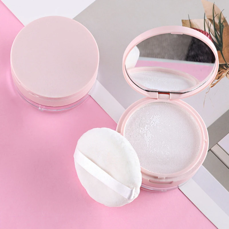 Portable Loose Powder Box with Makeup Puff Plastic 20g Empty Loose Powder Pot With Mirror Travel Makeup Cosmetics Container 5