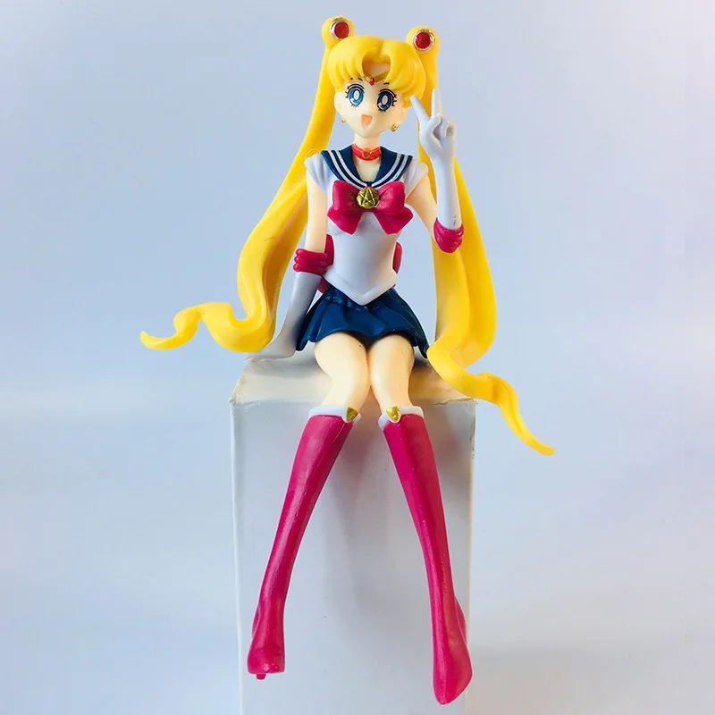 Cartoon Anime Sailor Moon Figures Posizione Seduta Decorazioni Per Torte Di Compleanno Ride Happy Girl Doll Pvc Action Model Toys