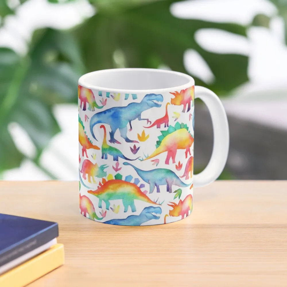 

Rainbow Watercolour Dinosaurs Coffee Mug Coffee Cup
