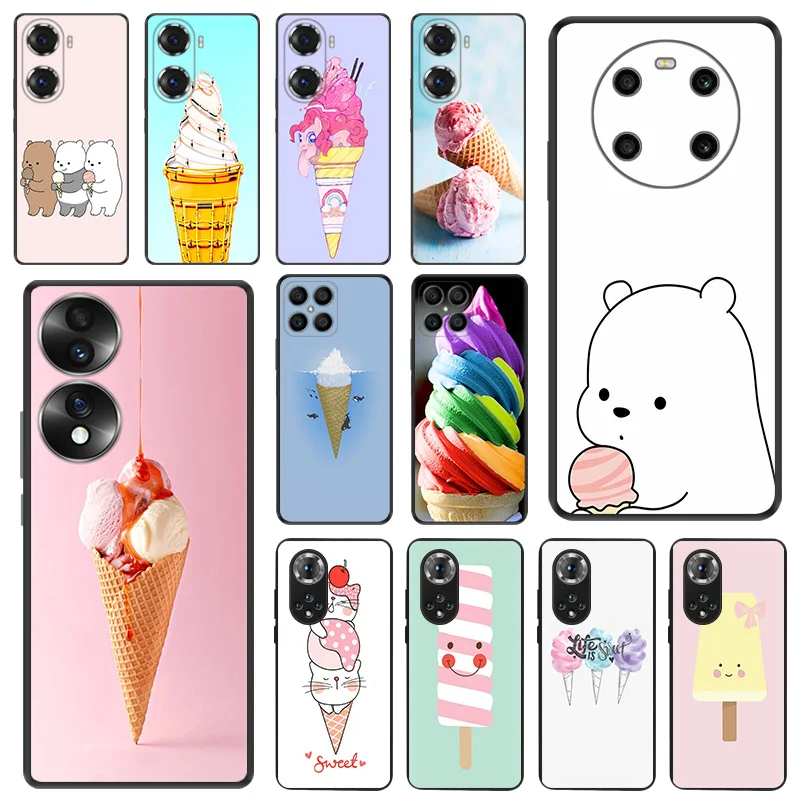 Custodie Morbide In Silicone Per Honor X8A 8X 4G X7 X6 90 Lite 70 50 20 Magic 4 5 Pro X9A 5G 20I Cute Ice Cream Fundas