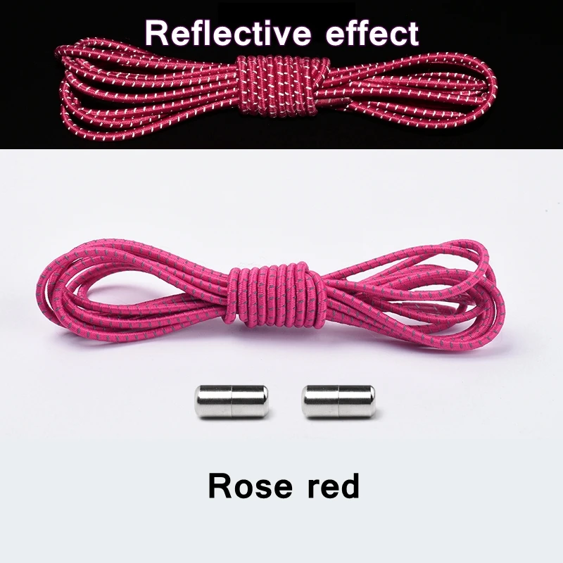 Reflective Shoelaces Without Ties No Tie Shoe Laces Elastic Laces Sneakers Boots Round Kids Adult Quick Shoe Lace Rubber Bands
