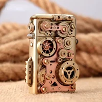 Zorro Personalized Mechanical Steampunk Lighter Creative Pure Copper Kerosene Lighter  Gear Linkage Cool Men's Gift 2