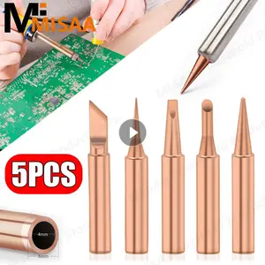 5PCS Soldering Iron Tips Pure Copper 900M-T Electric Soldering Iron Tip Set Hot Bare Copper Soldering Iron Tip Welding Equipment