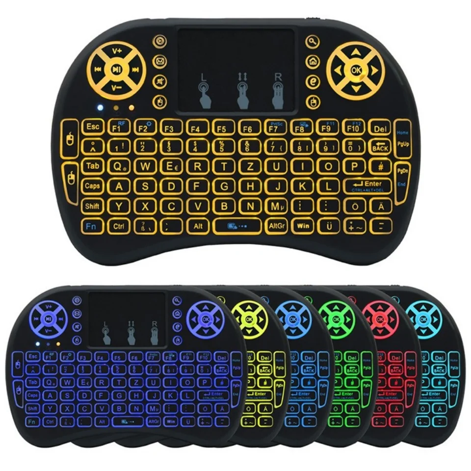 Backlit Mini Wireless For Laptop PC Touchpad Colorful Remote Control Mouse Keyboard Dry Battery/lithium Battery_voghion.com