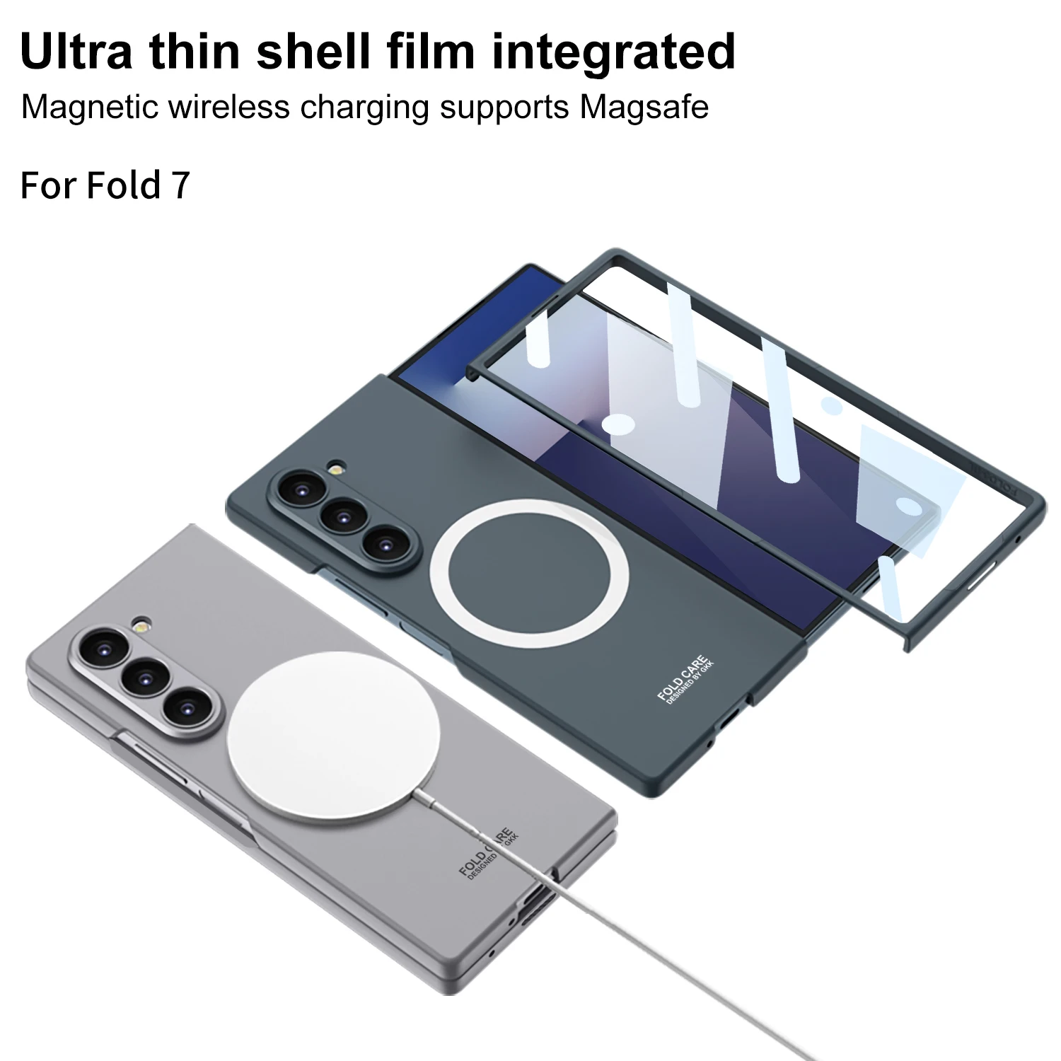Ultra-Thin Magnetic Wireless Charging Phone Case with Tempered Glass Protector
