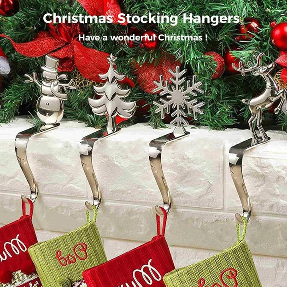 

Christmas Snowflake Hooks Mantel Stocking Clip Holders Xmas Decoration Home Ornament Gift Fireplace Sock Hanging Pendant