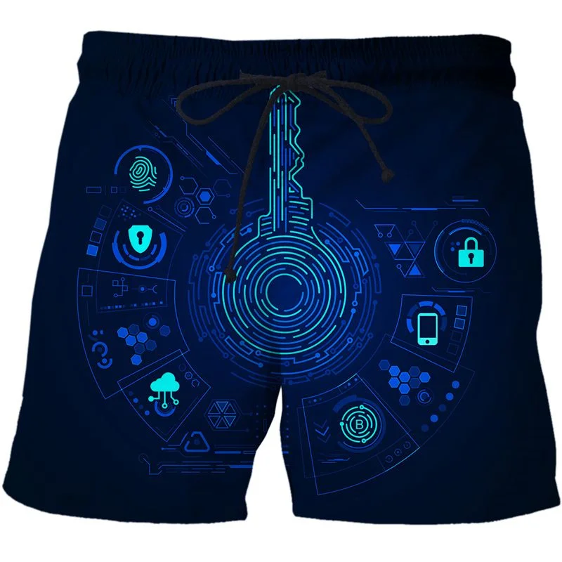 

AI Technology 3D Printed Fingerprint Beach Shorts For Men Quick Dry Surfing Board Shorts Summer Vacation Streetwear Short Pants