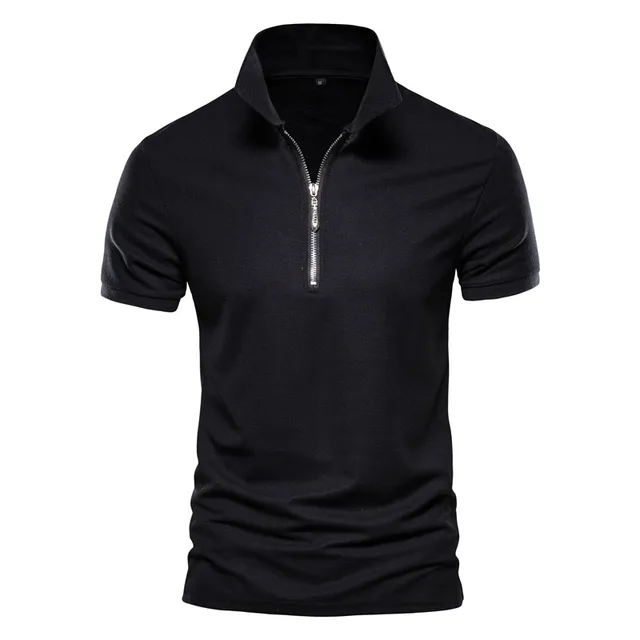 Embroidery 35% Cotton Polo Shirts for Men Casual Solid Color Slim Fit Mens Polos New Summer Fashion Brand Men Clothing PL05-black