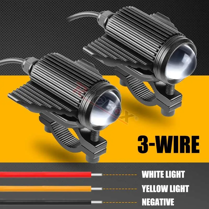Mini projecteur LED double couleur Hi/Lo 12V 24V, lentille, phare