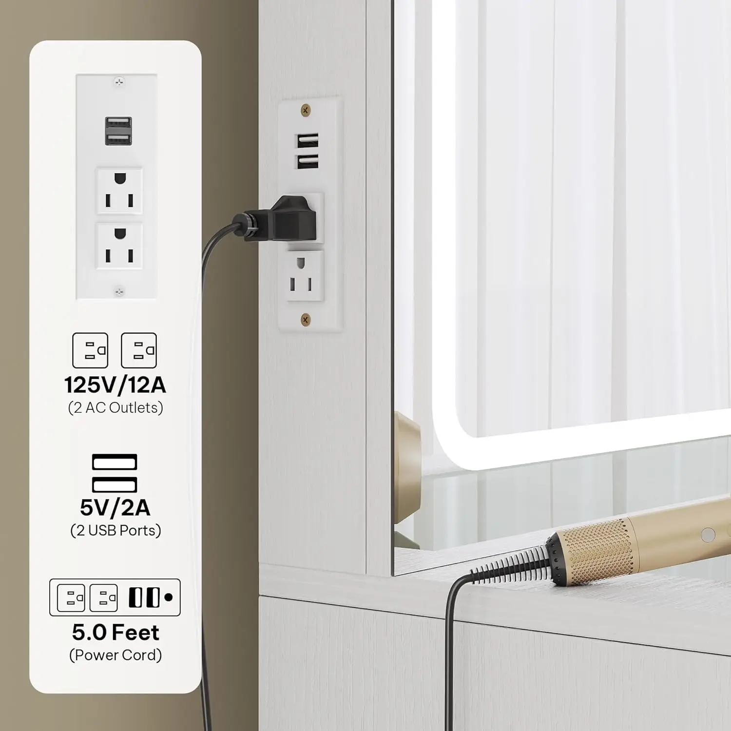 Elegant vanity with lighting