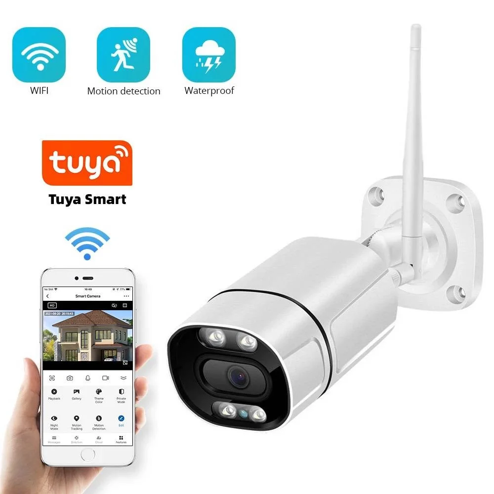 3MP 1296P Tuya APP Outdoor Water-proof IP Bullet Camera Full Color Night Vision Home Security CCTV Baby Monitor 2mp 1080p yoosee v380pro outdoor water proof ip bullet camera ir night vision motion detection home security alarm baby monitor