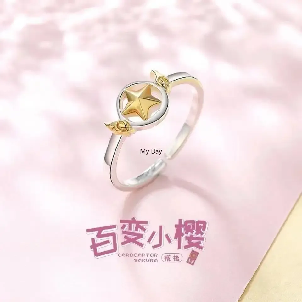 The Magic Card Girl Sakura Star Head Bird Open Ring Anello Creativo Per Le Donne Compleanno Cosplay Party Gift Bomboniere