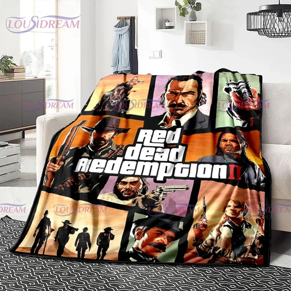 Game Red Dead Redemption Series Blanket John Marston Blanket Flannel Decoration Home Bedspread Cowboy Characters Blanket 6
