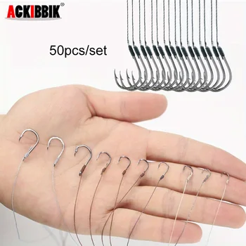 Ackibbik 50pcs Small Size Fishing Hooks With PE Line 3#-12# Pre Tied Fishing Hooks String Hook Sub-line Hook for Carp Fishing 1