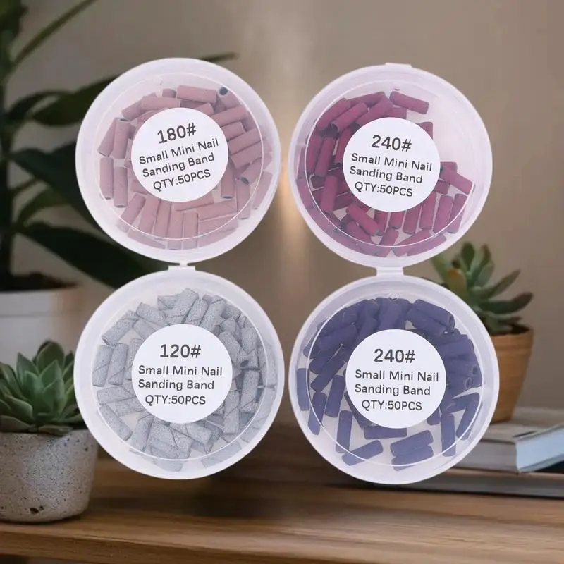 50개 3.1MM 미니 네일 샌딩 밴드 UV 젤 아크릴 폴리쉬 리무버 네일 도구 세트 120/150/180/240 그릿