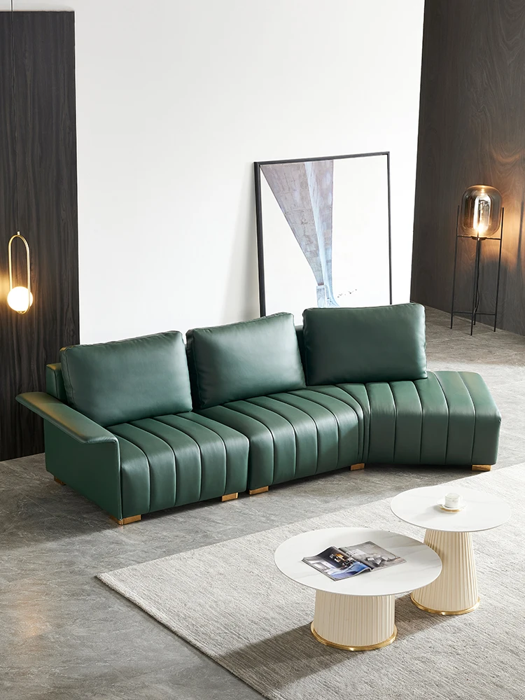 

Minimal luxury leather sofa living room Modern minimalist living room full-set designer Italian big-name models