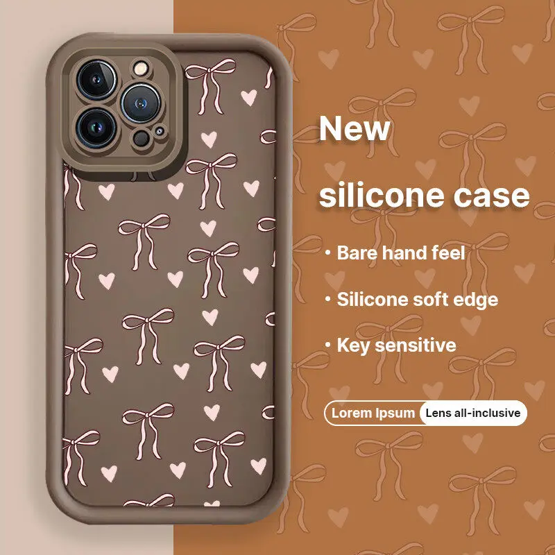 Heart Bowknot Soft TPU Phone Case Cover