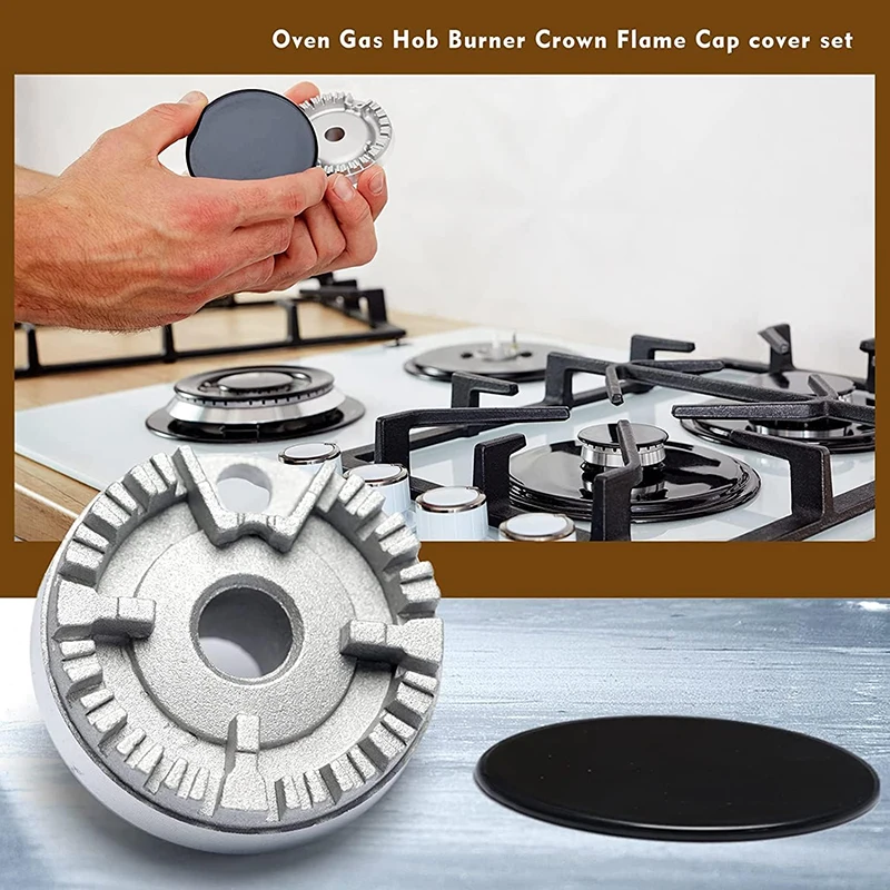 Oven Gas Hob Burner Flat Fire Cover Crown Flame Cap Gas Burner Flame Cap Fits Most Stove Burners Accessories Stove