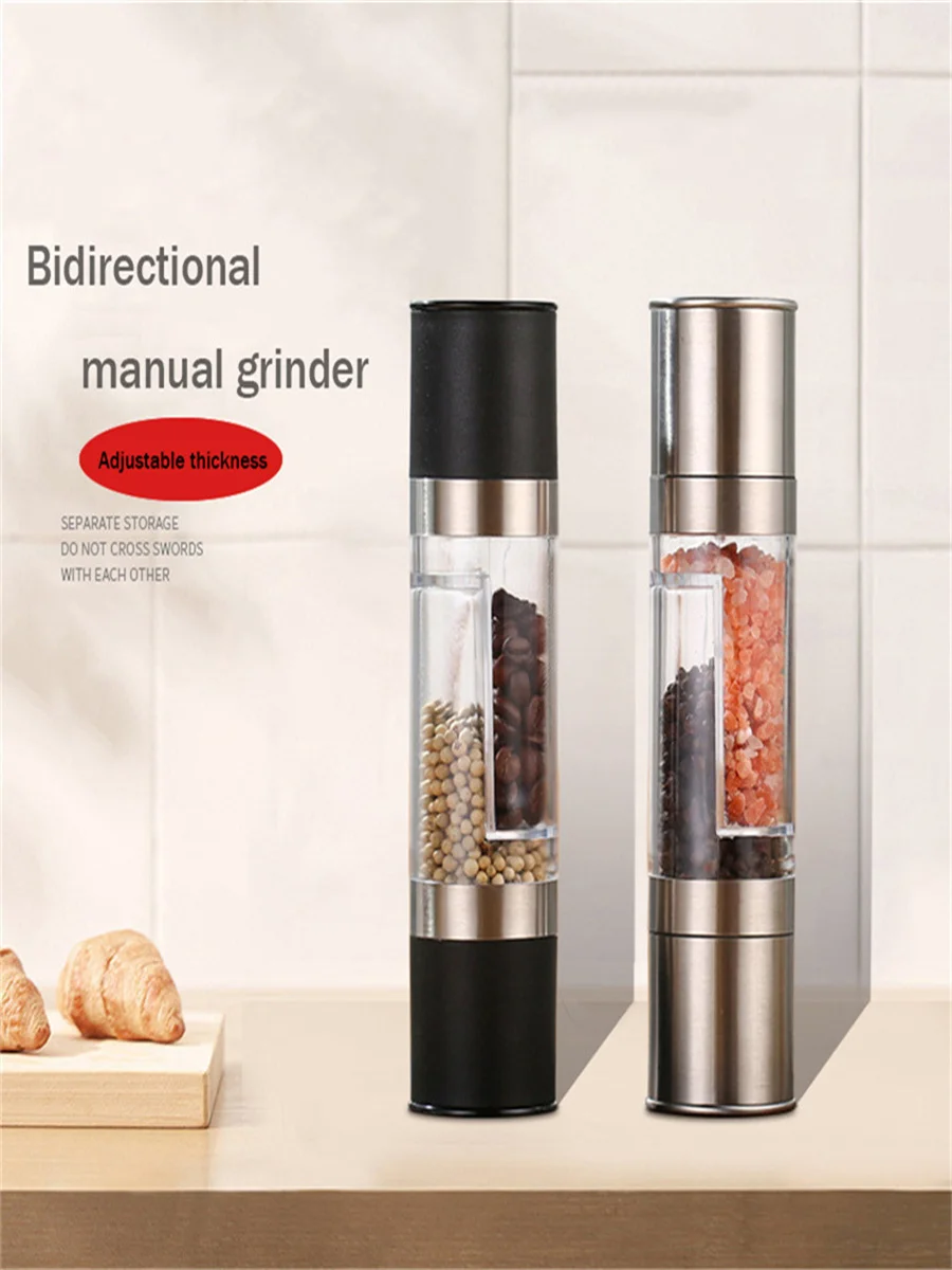 Double Head Manual Grinder 1 Suitable for Kitchen Seasoning Bottles with Spices Pepper Sea Salt Cumin