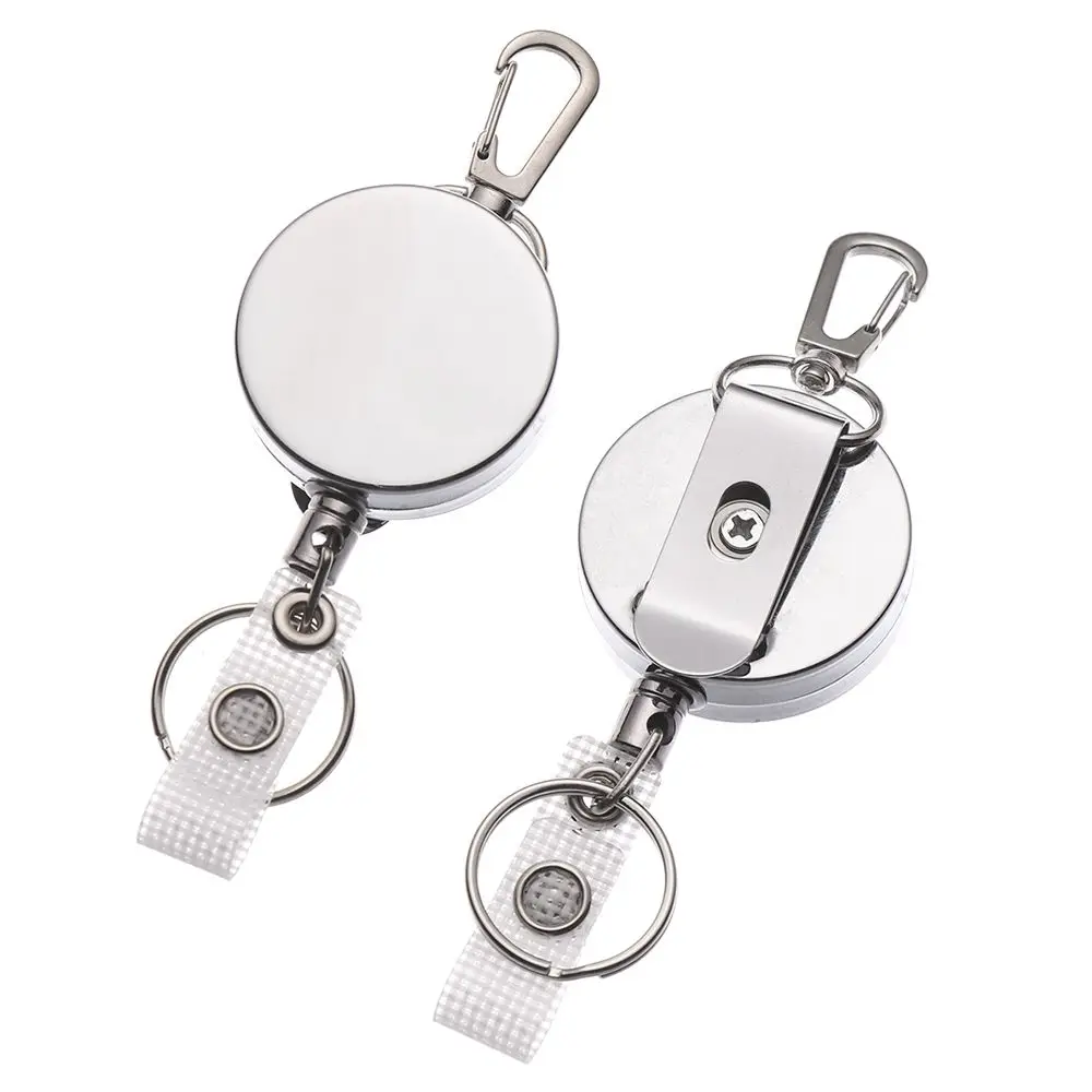 1pcs Clip Stationery Anti-Lost Clip ID Name Card Lanyards Key Ring Retractable Badge Holder