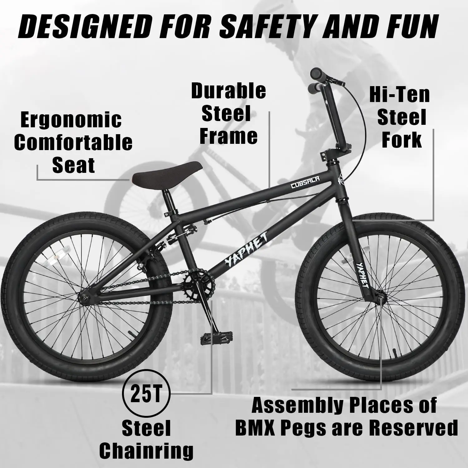 cubsala Yaphet 20 Inch Freestyle BMX Kids Bike for Over 6