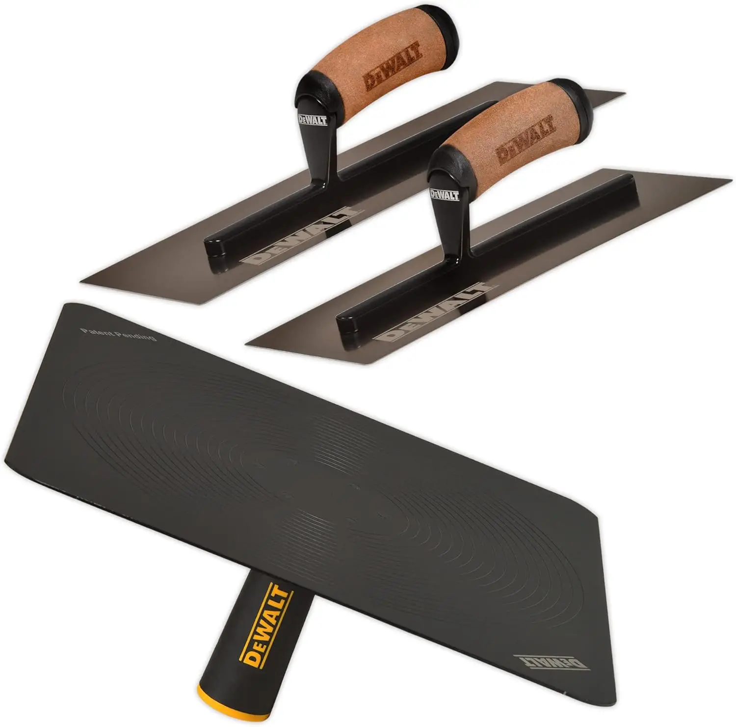 Drywall Trowel & Hawk Set 12/14" Curved 0.7MM Blades + Mud Hawk DXTT-3-470