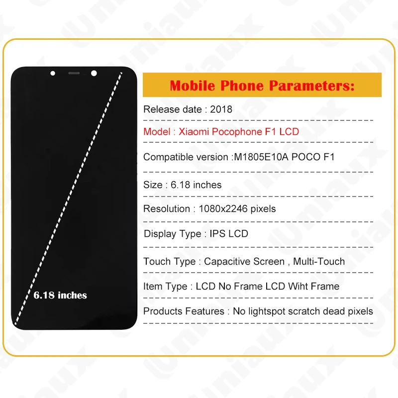 Lcd Display Touch Screen Digitador Montagem Original para Xiaomi Pocophone f1 Poco f1 618 - Image 5