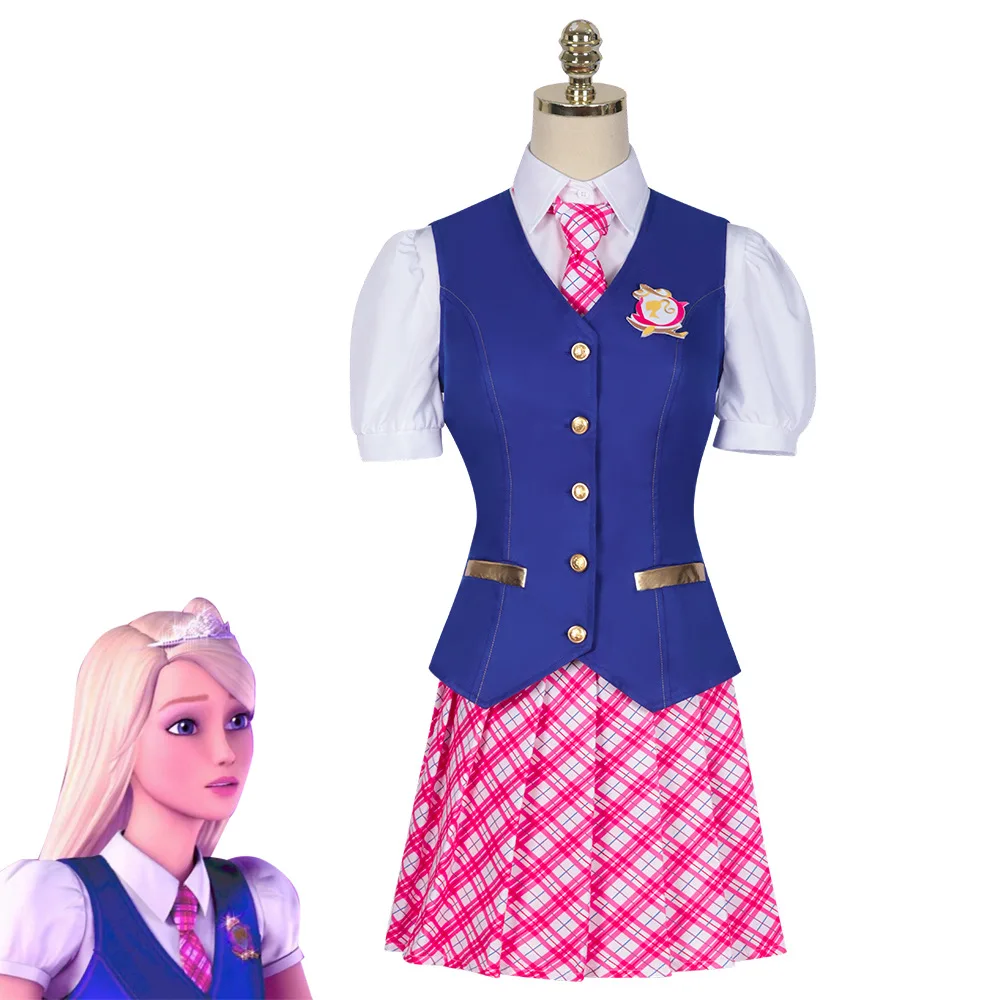 Anime Movie Barbie Princesa Charme Escola Delancey DE Wen Cosplay Traje DE  Mulher Saia DE Fato Uniforme Conjunto DE Roupa DE Halloween - Escorrega o  Preço