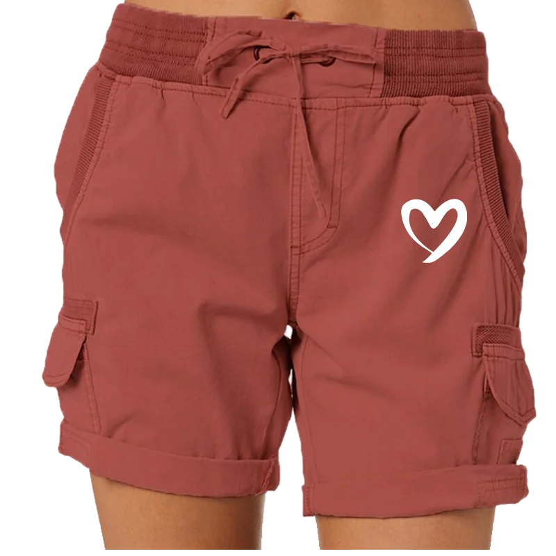 Fashion Cute Heart Printed Women's Cargo Shorts Golf Active Shorts Work Shorts Hiking Outdoor Summer with Pockets Beach Shorts