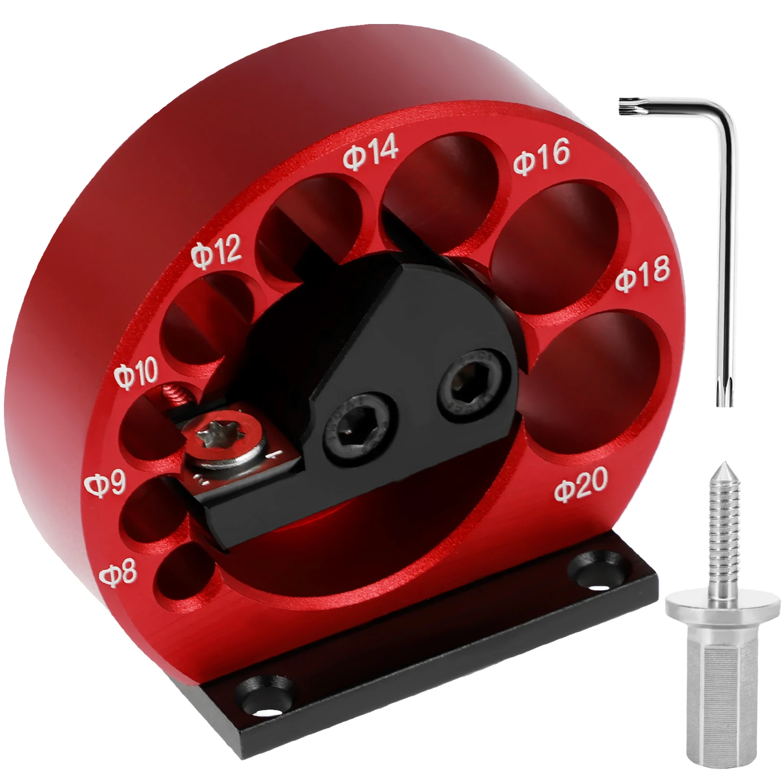 

Dowel Maker Jig Kit 8-20mm Adjustable Dowel Maker Cutter 8 Holes Aluminum Alloy Dowel Round Rod Sticks Maker Jig Metric Electric