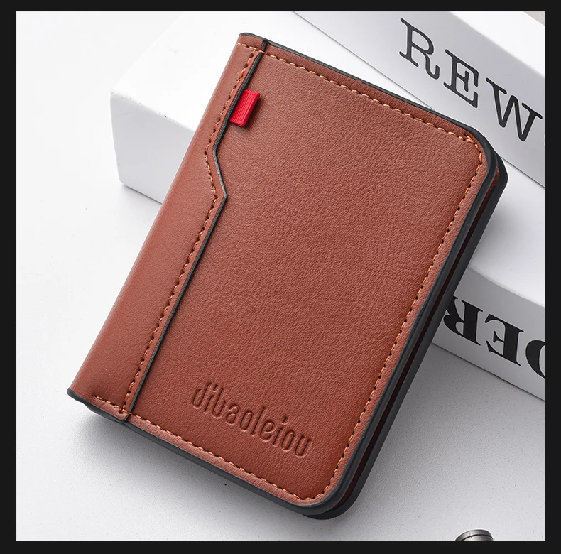 1 Stück Neue 2026 Luxus Ultra-dünne Mini Weiche PU-Leder Kreditkartenetui Kurze Vertikale Hochwertige Herren-Geldbörse – Detail 3