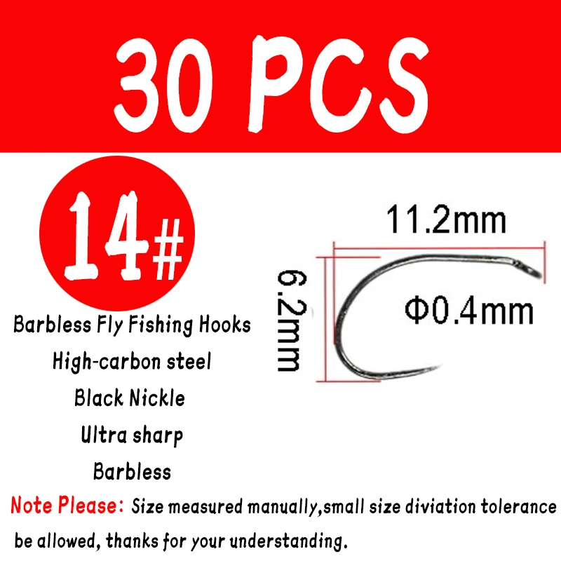 Confluence CD-S Standard Barbless Dry Fly Hooks - Sizes #10 To #16, 25-Pack, Black