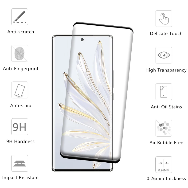 Premium Tempered Glass Screen Protector for Honor 70 - Full Cover 9H HD Curved Protection